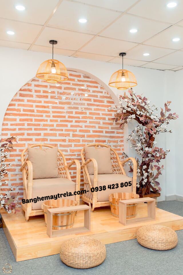Ghế mây tự nhiên cho tiệm nail